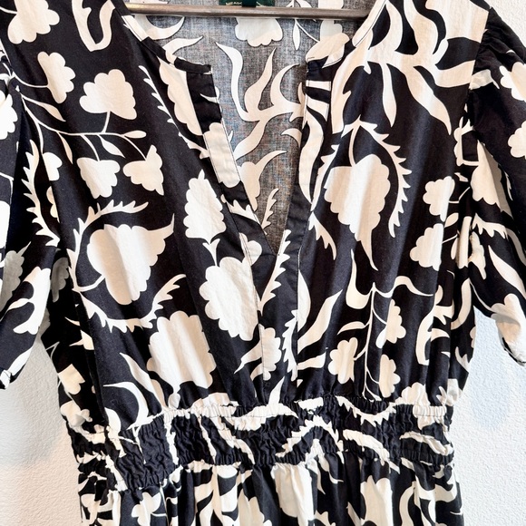 Boho Coastal Cottagecore Tiered Midi Dress 3X Black White Plus Size Chic - Picture 5 of 13